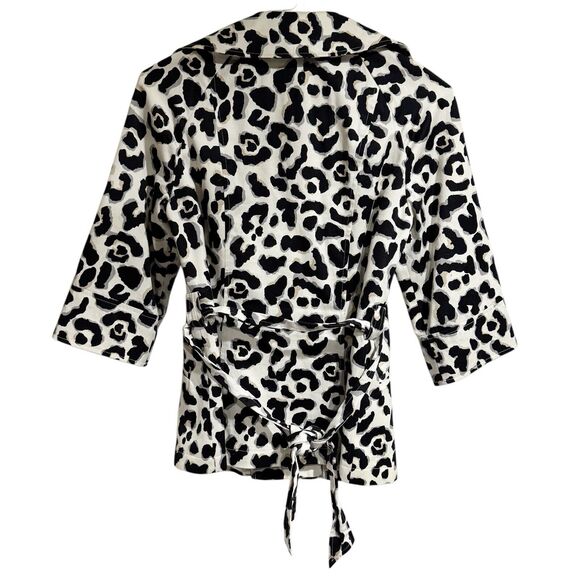 White House Black Market 3/4 sleeve Double Breasted Pea Coat XS Animal Print - Picture 3 of 6